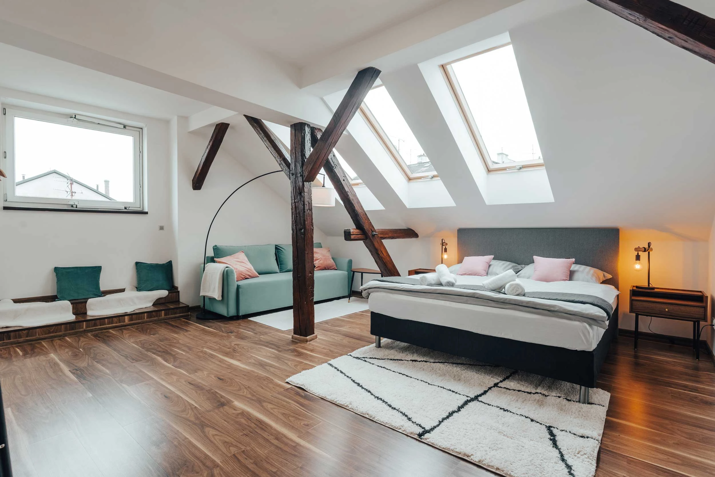 Ložnice prostorného apartmánu v Šumperku