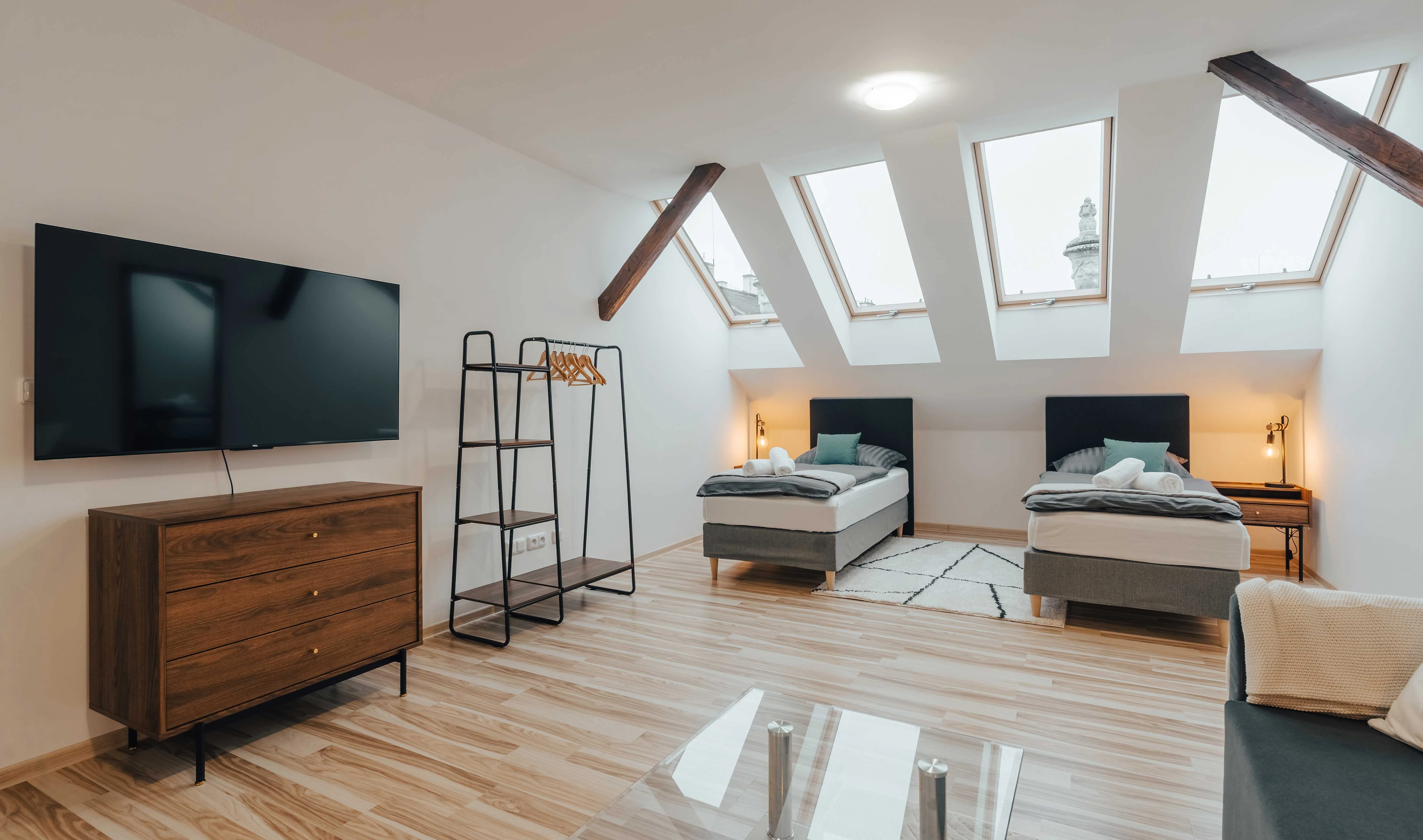 Ložnice prostorného apartmánu v Šumperku